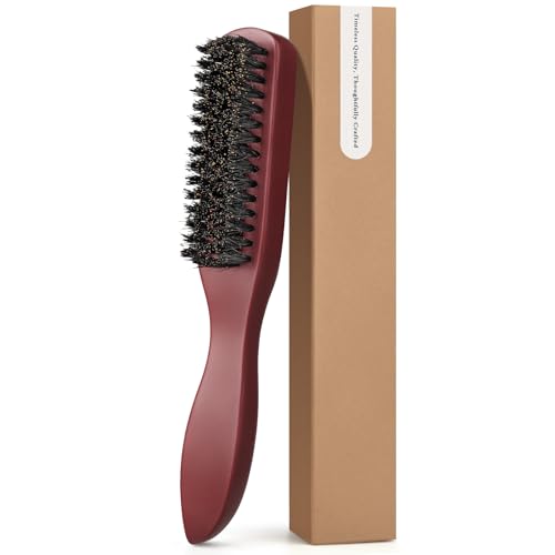 Chilvure Universal Boar Bristle Beard Brush, Anti-Static Styling Wooden Hair Brush for Men&Women, Perfect for Hair&Beard Care Men's Grooming Straightens Promotes Growth Works with Beard Oil and Balm Beard Kits slick back brush