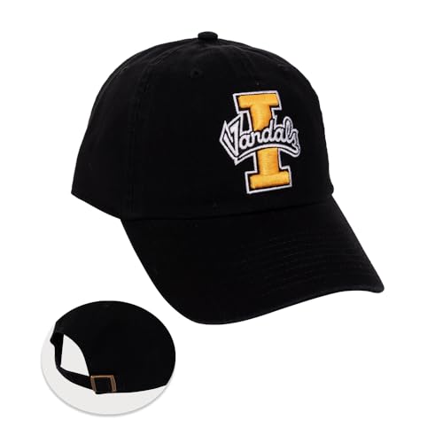 Desert Cactus University of Idaho Baseball Hat Vandals U of I Brimmed Embroidered Cap Adjustable Cloth Strap Adult (Style A) Black