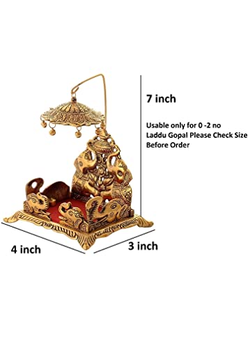 Image of LABHCART Metal Krishna Sihasan, Laddu Gopal Singhasan for Home and Office Metal Home Temple - (10 Cm X 8 Cm X 18 Cm), Gold