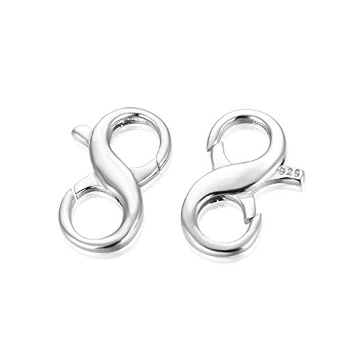 2pcs 925 Sterling Silver 16mm Double Opening Infinity Figure 8 interchangeable Enhancer Clasp for Jewelry Craft Making SS68-3