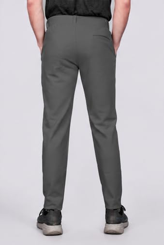 Image of HARSHAD KUMAR & CO. Men's Solid Slim Fit Stretchable Casual Wear Comfortable Formal Trousers Pants