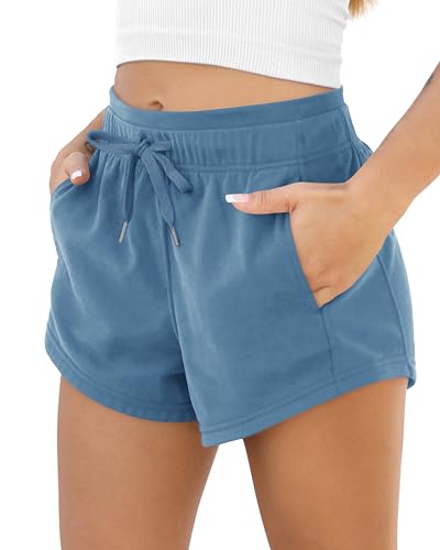 Image of ODODOS Women's Sweat Shorts with Pockets Cotton French Terry Drawstring Summer Workout Casual Lounge Shorts