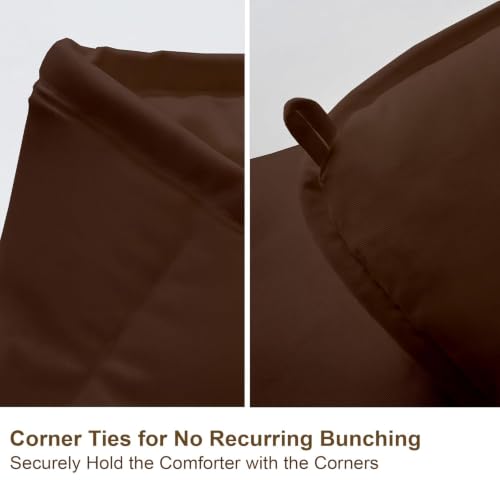 Image of Heavy Winter Bed Comforter for King Bed - 500 GSM Ultra Warm Quilt Blanket /Rajai - Chocolate - Down Alternative Microfiber Duvet Insert with Corner Ties - Winter Season Premium