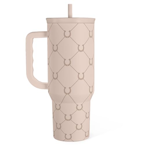 Image of SANDJEST Horse Tumbler with Handle, Insulated Cup Stainless Steel Travel Mug Cup, Gifts for Women Girl, Equestrian Gift for Birthday Christmas, 40oz