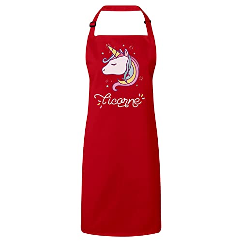 Tablier cuisine licorne arc-en-ciel pour adulte avec motif mignon de cheval