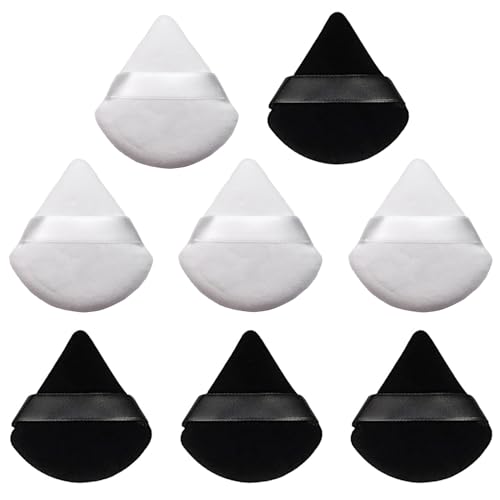 8 Esponja Maquillaje,Soplos de Polvo,Triángulo Polvos Puffs,Maquillaje Puff,Esponjas Maquillaje para Polvos Sueltos, Maquillaje, Crema, Rubor(Negro y Blanco)