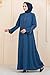 istanbul styles Women's Abaya Long Sleeve Open Quarry Floor Length Zipper Floor Length Turkish Islamic Fashion (Denim Blue, X-Large)