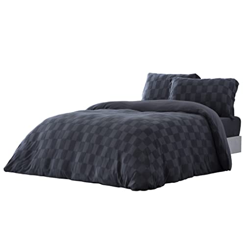NATURALS - Funda Nordica Reversible Cama 135-100% Algodon Juego de Funda edredon para Cama 220x220 cm + 1 Funda Almohada 45x155 cm - Elba Dark Grey/Gris Oscuro