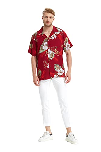 Image of Matchable Family Hawaiian Luau Men Women Girl Boy Clothes in Pineapple Garden Burgundy