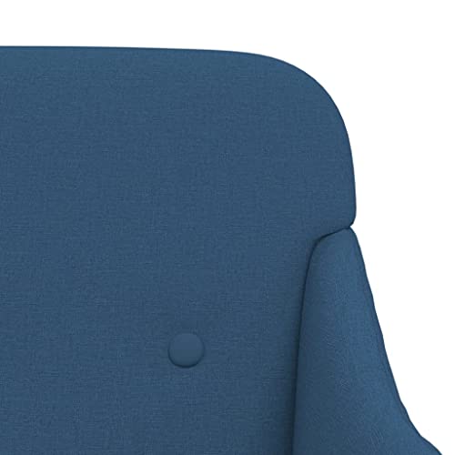 Banco acolchado de 110 cm azul con respaldo y reposabrazos estilo sofá pequeño 8