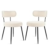 Bon Furni Esszimmerstühle 2er Set Bouclé Teddy Stoff, Gepolsterte Esszimmerstühle, Moderne Küchenstühle ohne Armlehne mit Metallbeinen, Beige, Komfortable Polsterstühle für Esszimmer & Küche