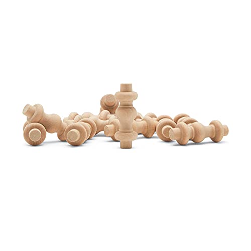 Image of Wooden Baluster Spindles 2 inch, Pack of 25 Wood Spindles for Crafts, Woodworking, and Furniture, by Woodpeckers