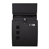 LZQ Elegantem Arc Design Edelstahl Briefkasten, Wandbriefkasten mit Zeitungsfach, A4 Einwurf-Format, mit Sichtfenstern, Namensschild, Abschließbar mit 2 Schlüssel (C Type) - 5