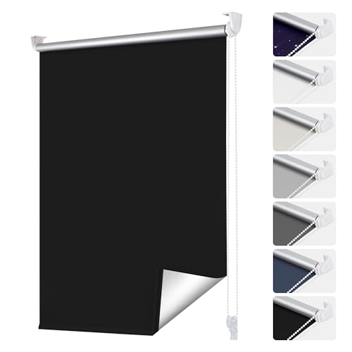smartdemo Verdunklungsrollo ohne Bohren & mit Bohren, Klemmrollo Fensterrollo Schwarz B115 x H150cm (Stoffbreite115cm), Thermorollo Sichtschutz und Sonnenchutz, Klemmrollo rollos für Fenster & Tür