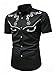 BEAUDRM Men's Vintage Western Cowboy Shirt Graphic Country Shirts Short Sleeve Retro 70s Hippie Top Cowboys Costume Black Large