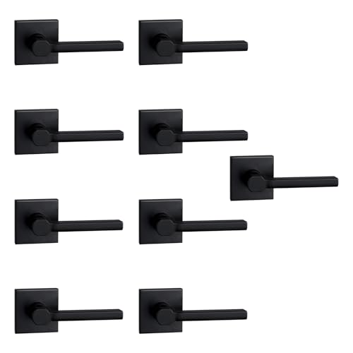 Image of NEWBANG Single Sided Dummy Door Handle for Closet or Pantry, Non-Turning Matte Black Reversible Interior Push /Pull Lever, HD1601-DB-Dummy-9P
