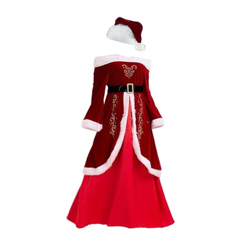 Costume Père Noël femme robe ajustée pour réunion familiale et spectacle d'école