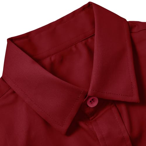 Image of Boys' Button Down Dress Shirts Kids Long Sleeve Solid Collared Uniform Shirt for Toddler Boy (Size 2T-20)