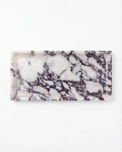 OOBOOB Natural Calacatta Viola Violet Marble Tray, Sleek Square Polished