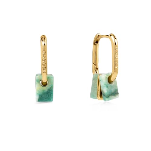 Image of Radley 18ct Gold Plated Green Charm Huggie Hoop Earrings