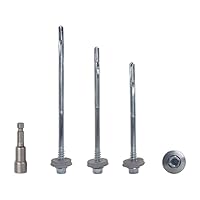 Marcopol (100 Stück) Verzinkter Stahl, Sechskantkopf, selbstbohrende 5,5 x 70 mm Schrauben mit EPDM-Unterlegscheiben zur Befestigung von Sandwichplatten (100, 5,5 x 70 mm), Silber