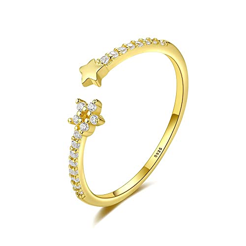 Bague réglable ouverte anti-pincement en zircon 14k, fini les problèmes de taille