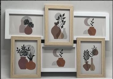 フォトフレーム L判 多面 卓上 壁掛け 木製 ガラス 人気 おしゃれ 写真立て 額縁 ハガキ ポストカード アートワーク 写真フレーム 複数枚 縦 横 誕生日 記念日 新築祝い プレゼント(木-白 6枚)