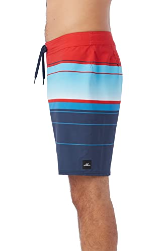 O'NEILL Mens Hyperfreak Heat Stripe 19 Swim, Red White Blue, 302