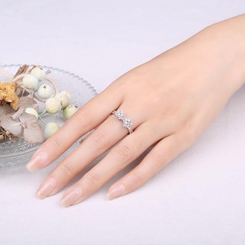Image of JewelryPalace 14k White Yellow Rose Gold Plated 925 Sterling Silver Rings for Women, Cubic Zirconia Promise Rings for Her, Stackable Wedding Bands Rings for Women Infinity Forever Love Knot Ring
