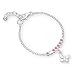 butterfly Pulsera para niña de plata 925 con mariposa rosa, longitud ajustable, bolsa de satén, regalo para nacimiento, Plata de ley