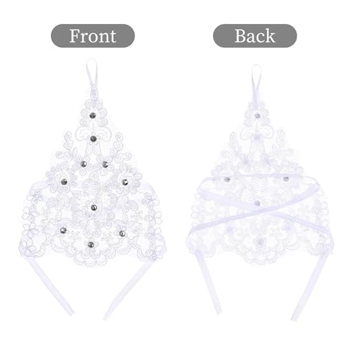 Lace Fingerless Gloves for Women Fingerless Rhinestone Lace Gloves Bridal for Brides and Bridesmaids Wedding Tea Party Prom Cosplay 1920s White3