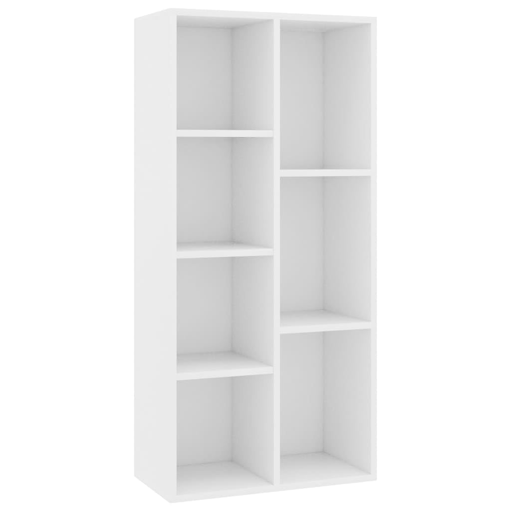 vidaXL Bücherregal 7 Fächer Standregal Aktenregal Wandregal Raumteiler Raumtrenner Regal Schrank Büroregal Weiß 50x25x106cm Holzwerkstoff