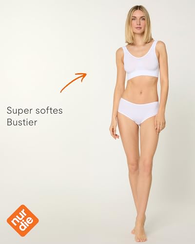 Nur Die Soft Komfort BH Bustier nahtlos ohne Bügel bügelloser Bra Schlaf Bralette mit Breiten Trägern Seamless Damen Mädchen