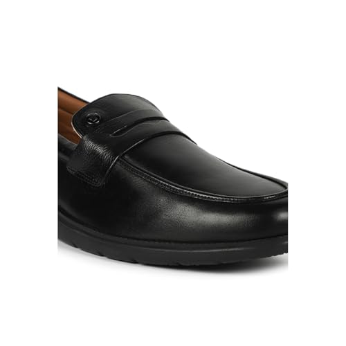 Image of Louis Philippe Men Premium Leather Breathable Lining Material Light Weight Flat Heel EVA Sole Casual Slip-on Shoes