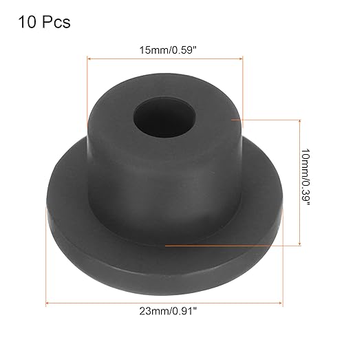 Image of UXCELL High Temp Silicone T-Shaped Rubber Stopper Plugs - Dia 15mm /0.59 inch, Black, Pack of 10 (OD 23mm)