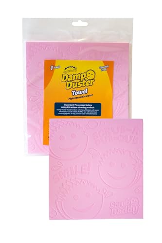 Scrub Daddy Damp Duster Handtüch, Staubwedel waschbar mit Rillen, Putzutensilien Haushalt für Holzjalousien, Heizkörper und Spiegel, Spinnenwebenentferner, Putzschwamm Antistatisch, Rosa Handtüch
