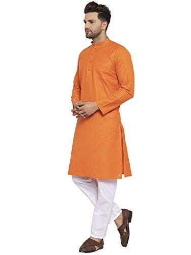 Image of KRAFT INDIA Men's Solid Cotton Rich Stylish Kurta Pyjama Set