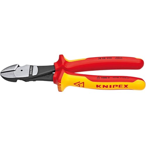 KNIPEX Tools 74 08 200 SBA InsulatedHigh Leverage Diagonal Cutters 8-Inch