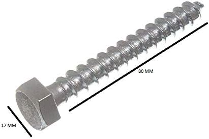 100 X Hex Head Coach Screw BZP Zinc Plated Steel M75mm - Sturdy Fastening Solution