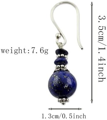 Lapis Lazuli Earrings Navy Blue Crystal Drop Earrings for Women Natural Stone Round Bead Dangle Earrings Fashion Jewelry Gift - Image 5