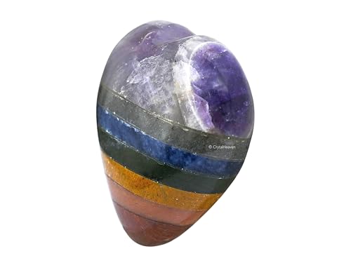 Image of Crystal Heaven Certified Chakra Heart Palm Pebbles Stones For Anxiety Stress Relief Massage-Aaa Grade Original Healing Gemstone Agate Heart Palm Stone For Yoga Meditation Spiritual