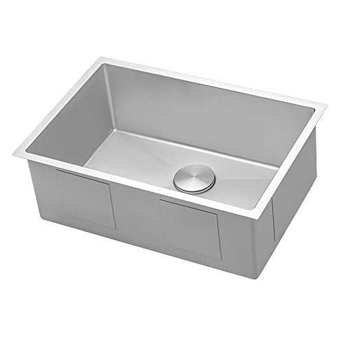 Image of Ruvati 27-inch Rounded Corner Undermount Kitchen Sinks Single Bowl - Durable 16 Gauge Stainless Steel Kitchen Sink with Brushed Finish hides scratches, Easy-to-Clean Undermount Sink - RVH7127