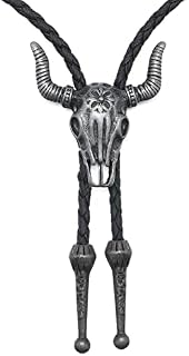PROUSKY Bolo Tie for Men, Cowboy Leather Necktie, 37.5 Inches Adjustable Western Rodeo Theme Leather Rope Necklace, Costume Accessories for Men, Women