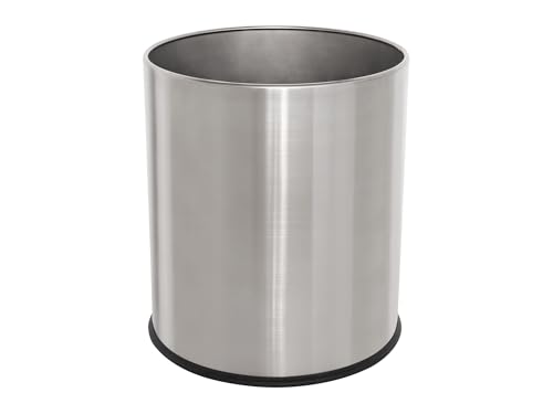 Image of Thornton Single Layer Hotel Waste Trash Can in Brushed Steel, 9.5Qrts