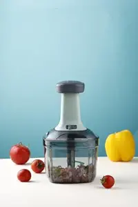 Vegetable and Fruit Chopping Cutter 900ml Capacity Square Big Push Chopper Use for Rough Chop of Onion Tomato Vegetable and All Other Soft Chopable Item (Sea Green)