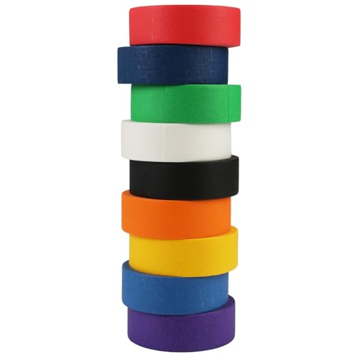 9 Rollos Cinta Adhesiva Colores,20mm x 13m Cinta de Carrocero para Pintar,Masking Tape,Cinta Adhesiva de Colores para Manualidades,Cinta Enmascarar para Manualidades,Álbumes de Recortes,Arte de Pared