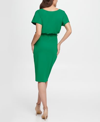 Image of Kensie Womens Short Sleeve Tie Waist Midi Dress