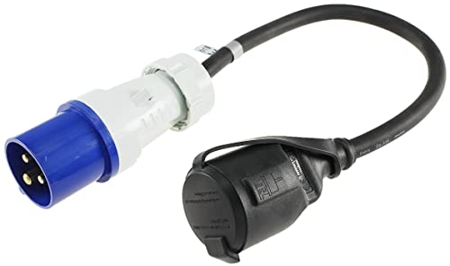 CEE Kabel Adapter Stecker auf Schutzkontakt-Kupplung 35cm IP44 spritzwassergeschützt I H07RN-F 3G2,5 I 230V / 16A 3-polig I 3.500W für Camping, Caravan und Wohnwagen