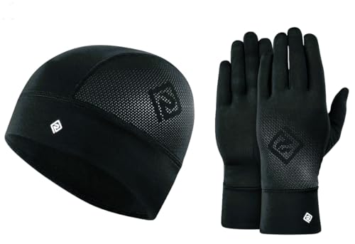 Ronhill Running, Beanie and Glove Set, All Black, S/M