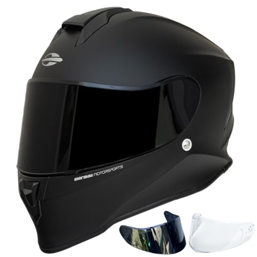 Capacete de Moto Mormaii New Pro Preto Fosco Fechado Original Com Viseira Fumê + Transparente (54)